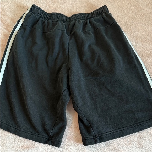 Adidas Men's Black Athletic Shorts with White Stripes - Picture 2 of 2